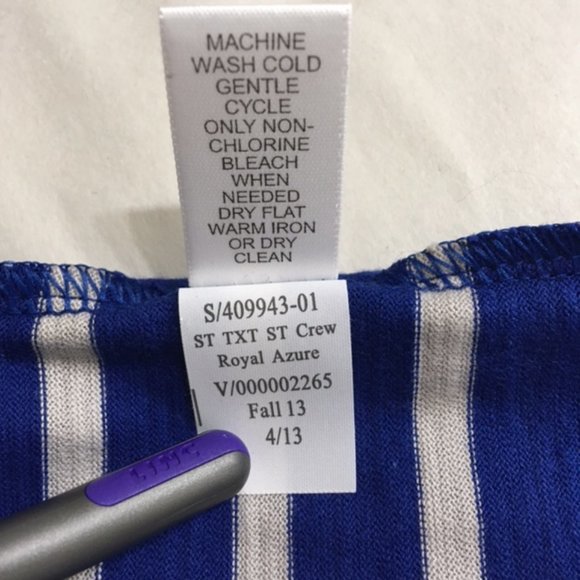 "NWOT" Banana Republic, Blue/White stripe, Short Sleeve Tee shirt, size L - Picture 7 of 8